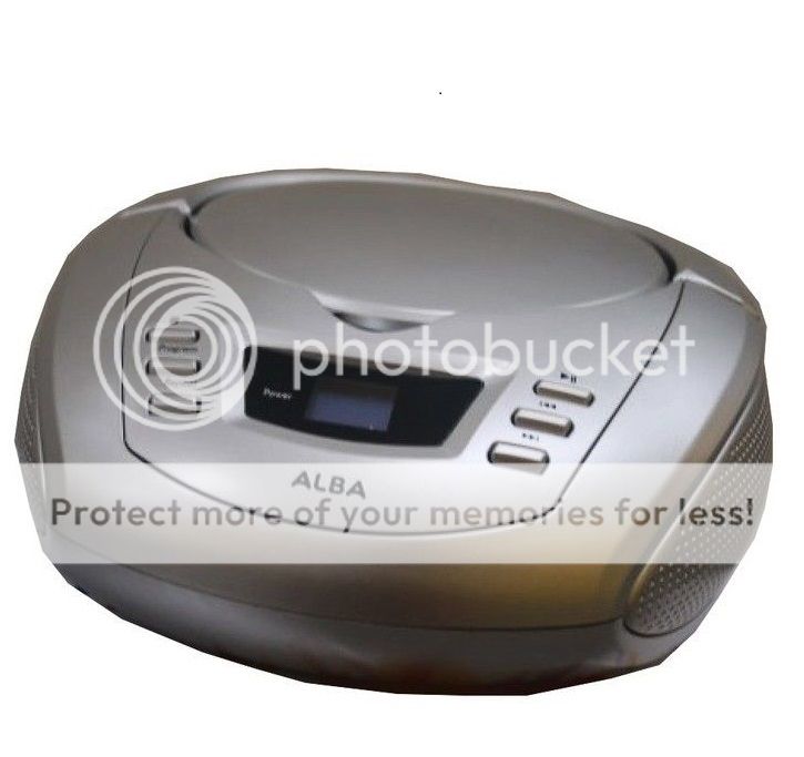 Alba CD Player & FM/AM Radio Portable Silver Boombox